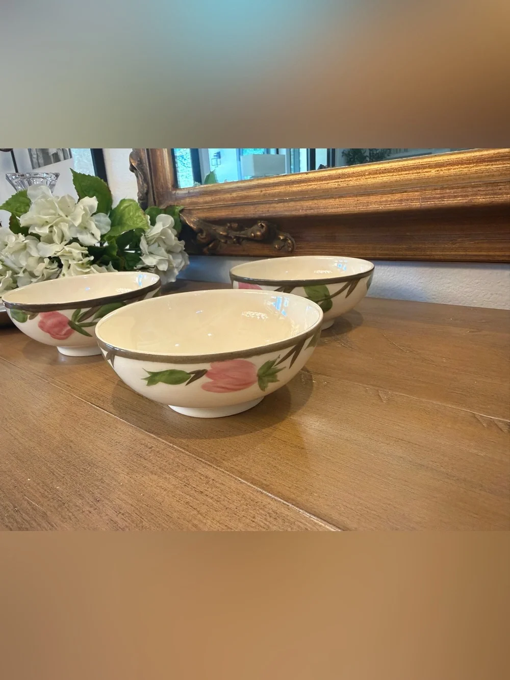 Vintage Franciscan Desert Rose Oatmeal Cereal Bowls Set of 3 England 5.5”